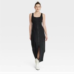 Denim Black Sleeveless Corset Dress